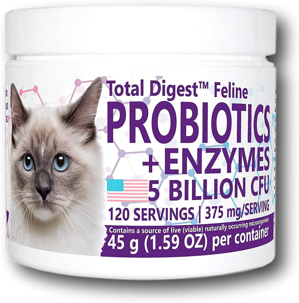 Total DigestTM Feline Probiotika og Enzymer, alle naturlige Digestive System Diett Supplement Formula for katter (120 Serveringer)