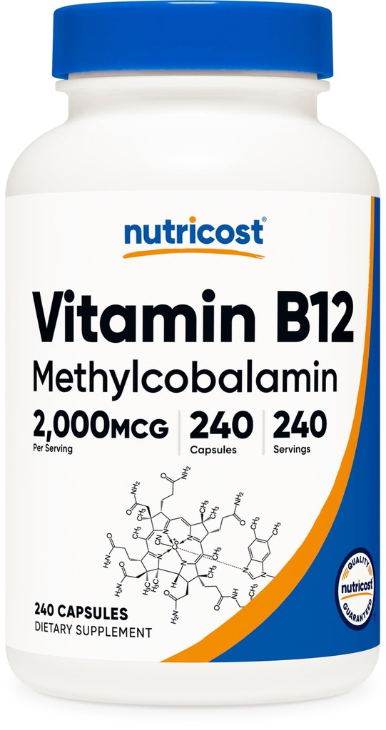 Nutricost Vitamin B12 (Metylkobalamin) 2000mcg, 240 kapsler - Vegetarisk Caps, Ikke-GMO, Glutenfri B12 Supplement