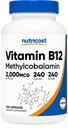 Nutricost Vitamin B12 (Metylkobalamin) 2000mcg, 240 kapsler - Vegetarisk Caps, Ikke-GMO, Glutenfri B12 Supplement