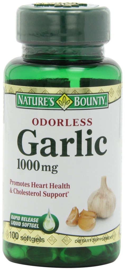 Naturens Bounty hvitløk ekstrakt 1000 mg, 100 Rapid Release Softgels (Pack of 6)