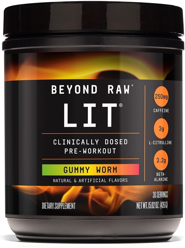 Beyond Raw LIT Pre-Workout - Gummy Worm (30 Serveringer)