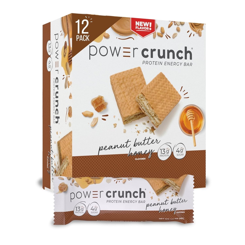 Power Crunch Protein Wafer Barer, høyproteinsnacks med Delicious smak, Peanut Smør Honning, 1,4 Ounce (12 greve)