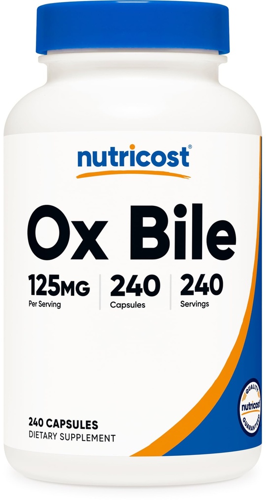Nutricost Ox Bile Capsules 125 mg, 240 kapsler - Non-GMO