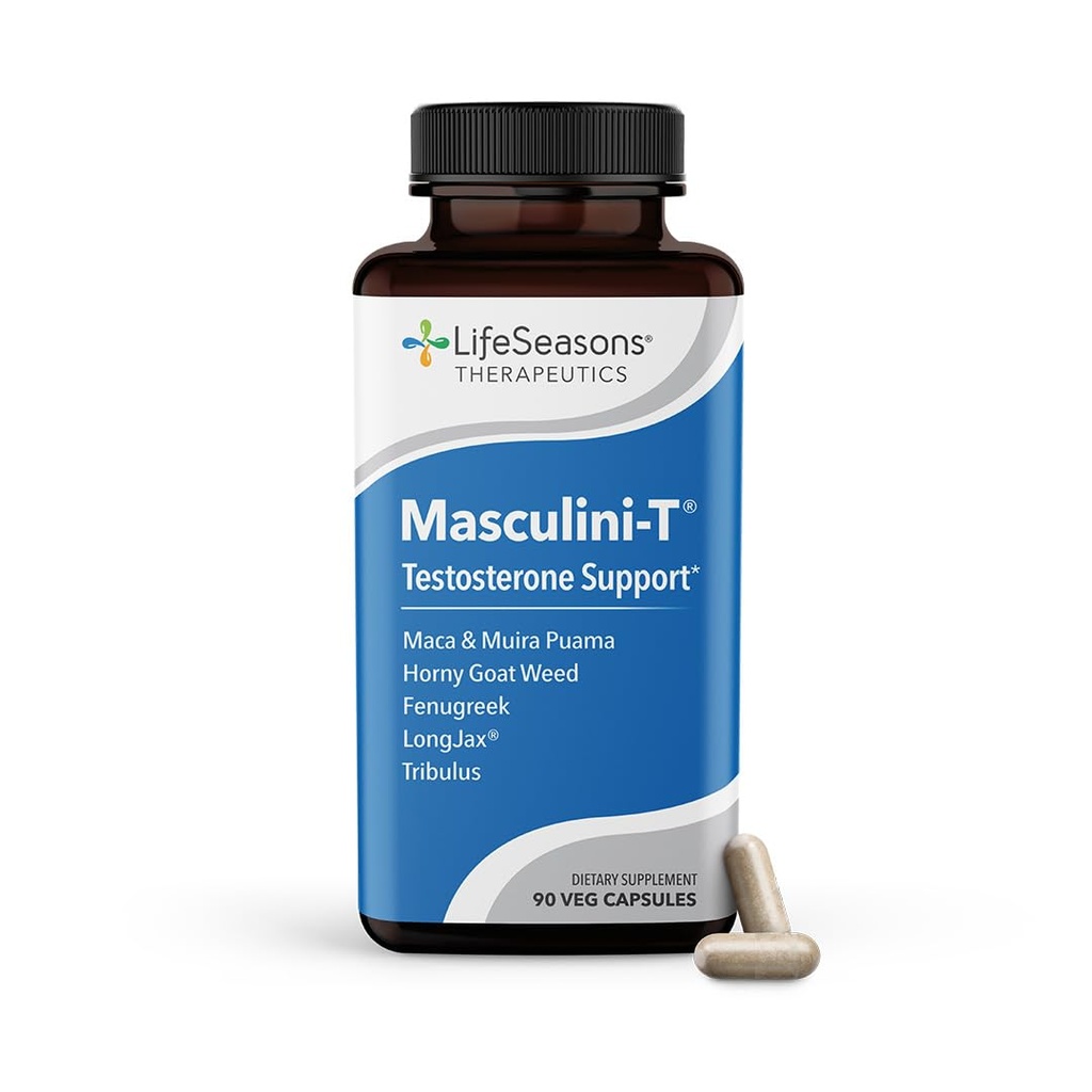 LifeSeasons Masculini-T - Testosteron Support Supplement - forbedrer mentale og fysiske aspekter av seksuell og atletisk ytelse - støtter normal erektil funksjon - forbedre Libido - 90 kapsler