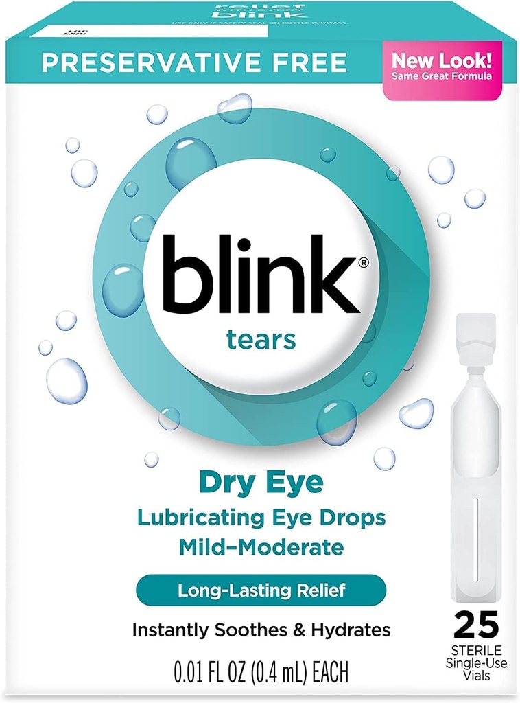 Blink Tårer Lubrerende øyedråper mild-moderat tørr øye, 25 greve - 0,01 oz (4 pakke)