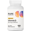 PureFormulas Vitamin D3 1000 IU 25mg - Premium vitamin D Supplement for sunn beinformasjon, tenner, kardiovaskulær helse, og immunstøtte Non-GMO - 100 Count Tabletter
