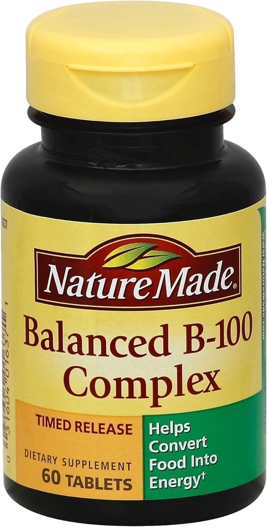 Natur laget balansert vitamin B-100 komplekse tabletter 60 ea (pakke av 5)