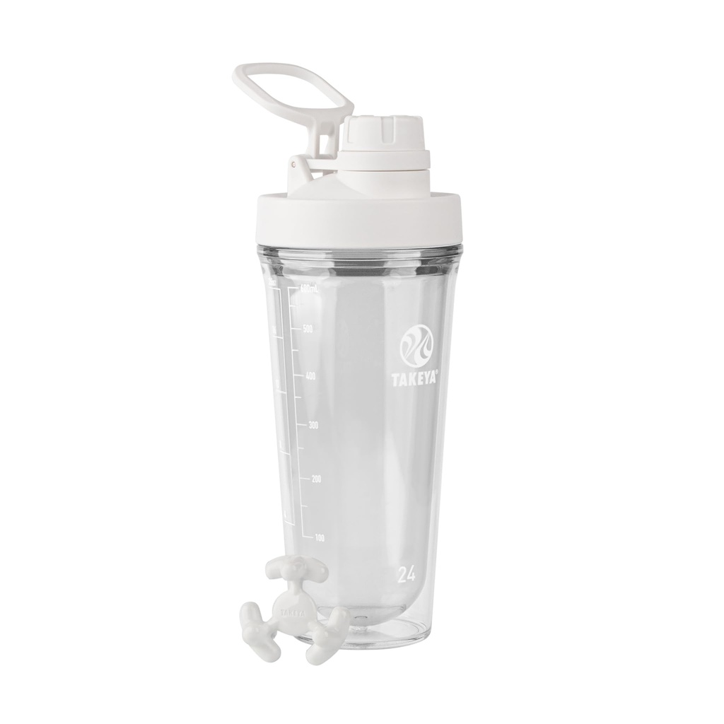 Takeya Protein Shaker - BPA-fri plast Shaker Flaske med leak-Proof Spout Lid - lett bære Shaker for gym og mer - Oppvaskmaskin reussable Shaker med Spout Lid - 24 oz, sky hvit