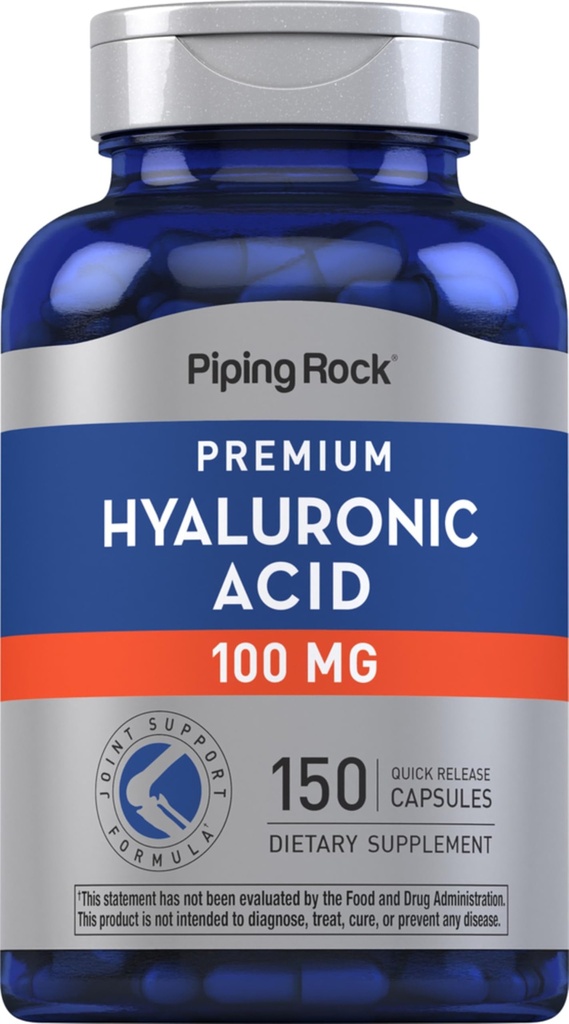Piping Rock Hyaluronsyre Supplement  meget 100 mg 150 kapsler som natriumhyaluronat ikke-GMO, glutenfri