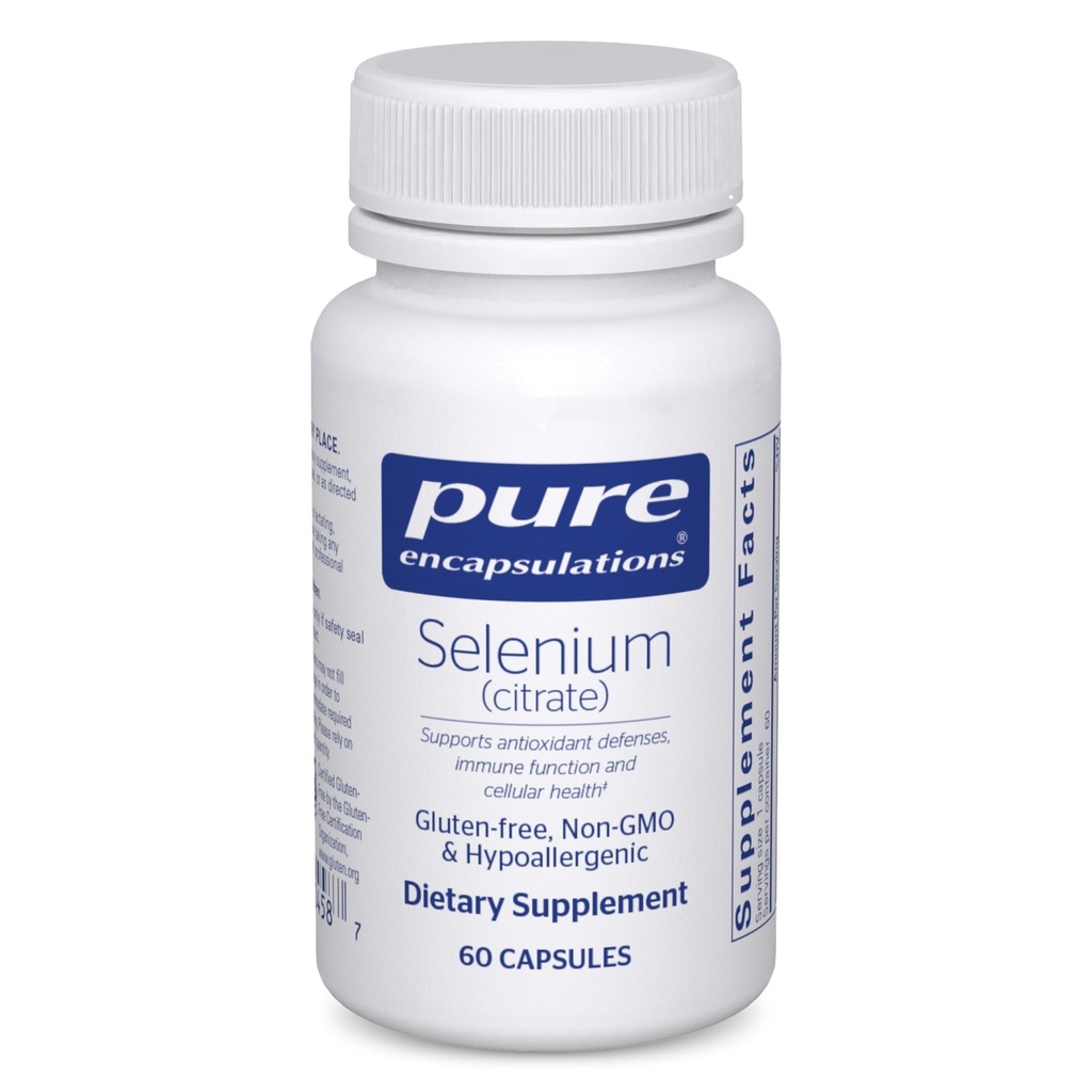Rene innkapslinger Selenium (Citrat) - for immunsystem støtte og cellulær helse - Antioksidant Supplement - støtter blodflyt* - Glutenfri og vegansk - 60 kapsler