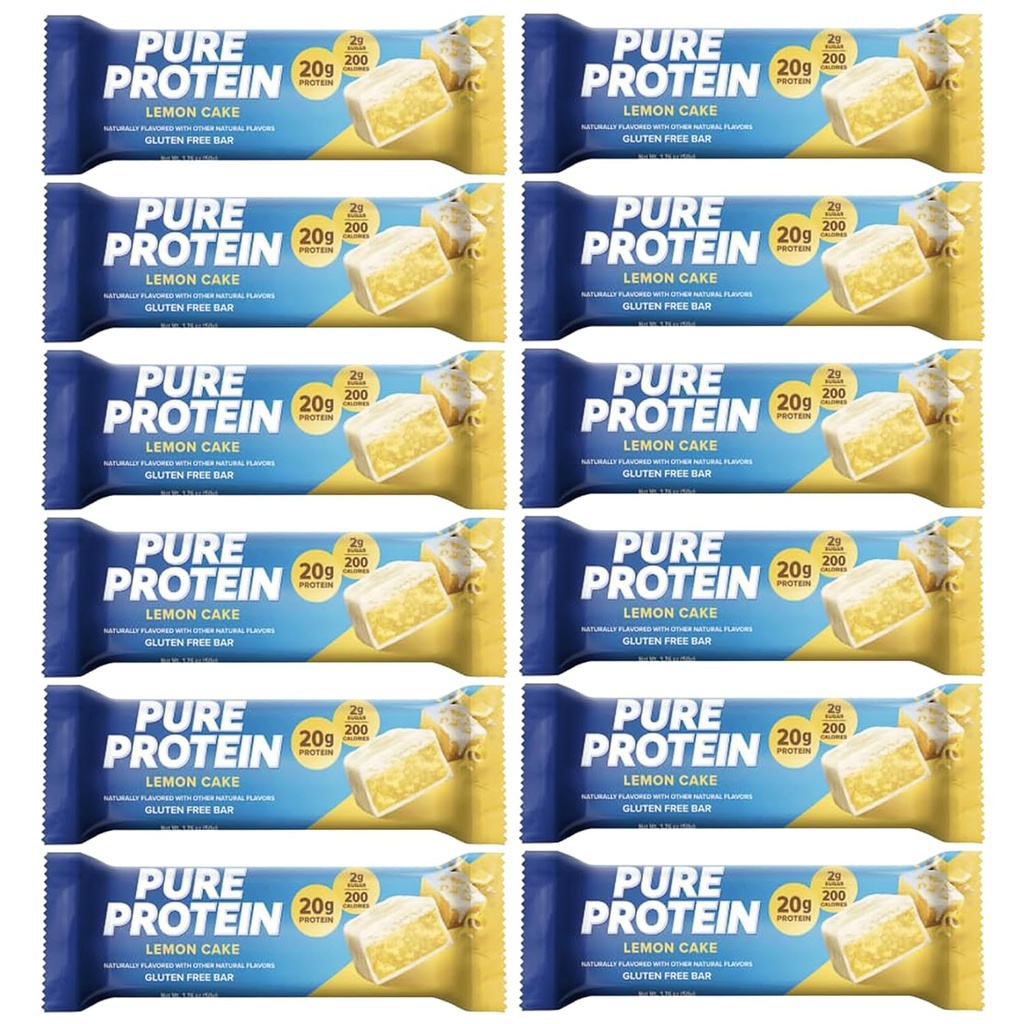 Rene proteinbarer, høyprotein, næringsrike snacks for å støtte energi, lavt sukker, 1,75 oz 12 greve sitronkake