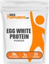 BulkSupplements.com Egg Hvitt Protein pulver - Egg Hvitt Powder, Laktose Gratis Protein - Uslavored & Dairy Free, 30g per servering, 1kg (2,2 lbs) (Pack of 1)