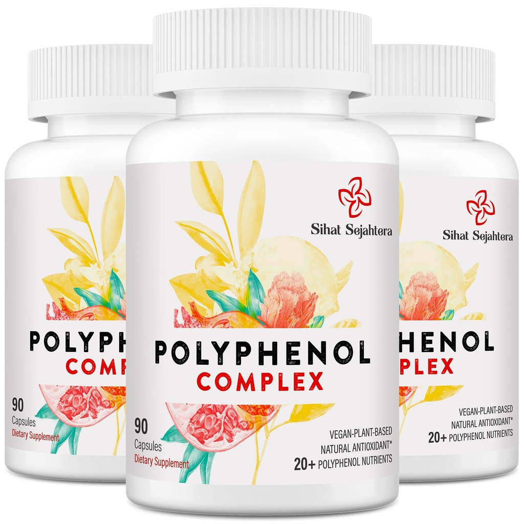 67,500 MG Polyphenols Supplement - Kraftige antioksidanter og polyfenol for aldersforsvar, Polyphenol Superfood, Quercetin, Resveratrol, Grønn Te, Plantebasert og energi, Immunstøtte, 270 Kapsler