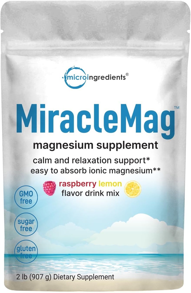 Rolig magnesiumpulver, 2lbs Magnesium Citrat pulver | Søt bringebær sitron flavored | Calm & avslapping Mineral støtte | lett absorbert | Ikke-GMO, Vegan, sukkerfri