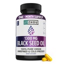 ZHOU Black Seed Oil Capsules - Black Cumin Seed Oil Cold Pressed, Nigela Sativa, ren uraffinert svart frø, Premium Supplement for helse, hår og hud w/thymoquinon - 60 kapsler (pakke av 1)