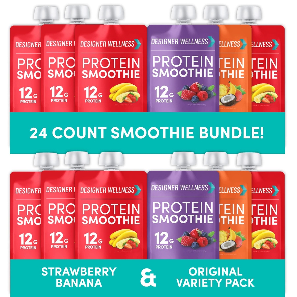 Designer Wellness Protein Smoothies Variasjon Pakke og Jordbær Banan Bundle