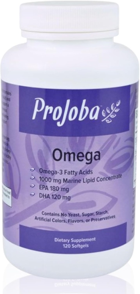 Youngevity Projoba OmegaTM - 1000 mg Omega-3 - høy potens - 180 EPA & 120 DHA for å fremme hjerne og hjerte helse -120 Softgels (pakke med 2)