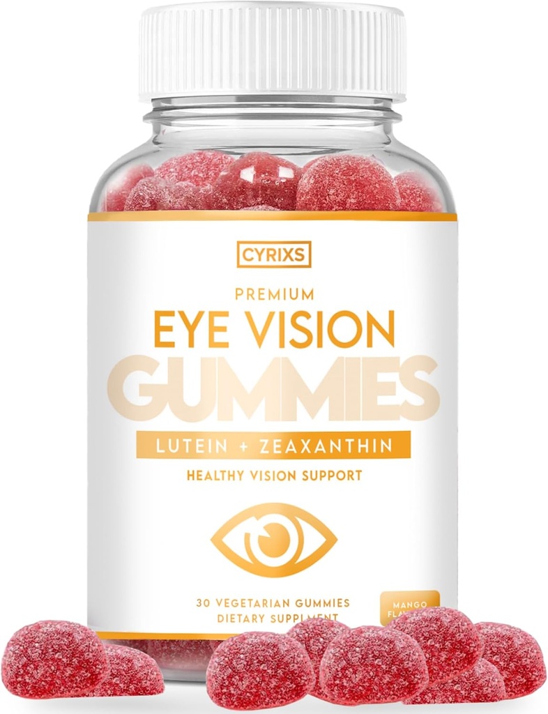 Generisk Cyrixs Helse Eye Vision Gummies - Lutein & Zeaxanthin Eye Helse Supplement for voksne - Delicious Mango Flavored Eye Vitamins - Øyekomfort og Blå Light Defense for Crystal-Clear Vision