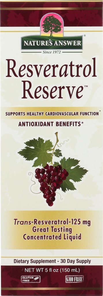 Naturens svar alkoholfri resveratrol Reserve 5oz konsentrert væske | pakket med antioksidanter | fremmer total velvære immunsystemstøtte | Single Count