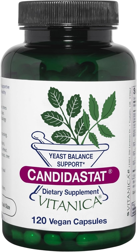Vitanica Candidastat, Yeast Balance Supplement og støtte, Vegansk, 120 kapsler