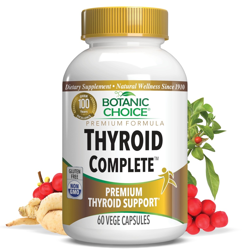 Botanisk valg Thyroid Komplett – støtte nå med Ashwagandha, Schisandra Chinensis, Iodin -for Thyroid energi, hår, negle helse, hjerte helse støtte, hormon støtte (60 vege Caps)