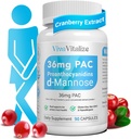 5 i 1 Cranberry Supplement for kvinner, 36mg PAC 100% løselig D-mannose Dandelion Herb Mulberry Uva Ursi Leaf naturlig urinveien Tract Health Support, Cranberry Pills UTIS Forebygging 90 Caps