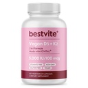 BESTVITE Vegansk Vitamin D3 5000 IE + vitamin K2 100 mg som MK-7 (120 vegetariske kapsler) - Ingen stearates - Vegansk - Ikke GMO - Glutenfri