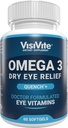 Omega 3 tørre øyne kosttilskudd med EPA og DHA - VisiVite tørr øye lindring Quench + Øyevitaminer for tørre øyne med Omega 3 Supplement - Tørr Eye vitaminer laget med Omega 3 Fiskeolje - 60 Softgels.