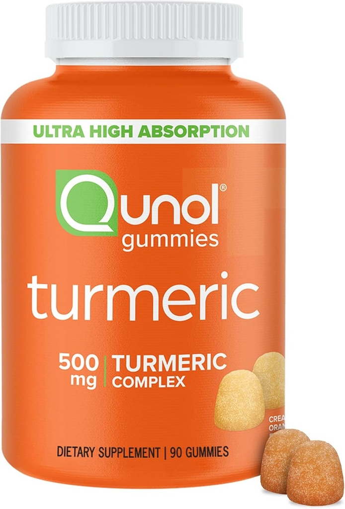 Qunol gummier, Gummi med 500 mg gummi curcumin, felles støtte Supplement, Ultra høy absorpsjon curcumin, Vegansk, Glutenfri, 90 greve