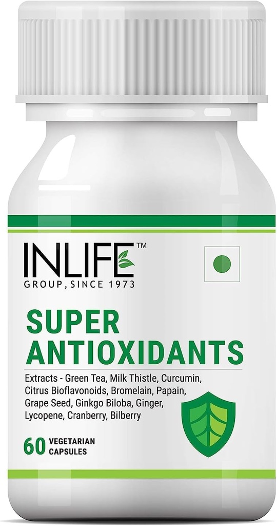 Sheltr Super Antioksidant Supplement Lycopen, Grønn Te, Melke Thistle, Curcumin, Grapefrø, Ginkgo Biloba, Ginger, Cranberry, Bilbær, Alpha Lipoic Acid, Lutein, Zeaxanthin - 60 kapsler (pakke av 1)