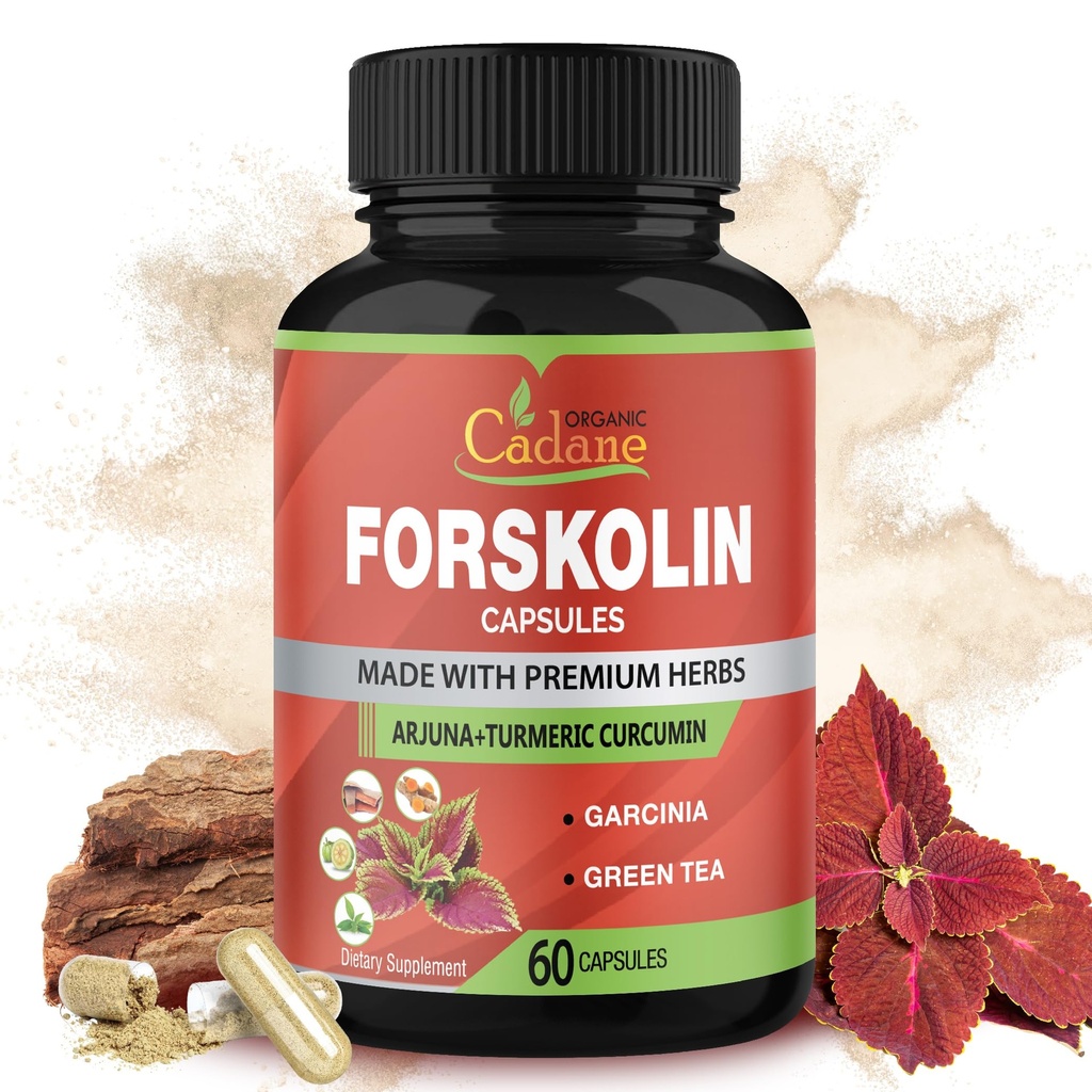 Forskolin Kosttilskudd Kapsler med gurkemeie Curcumin, Arjuna, Garcinia Cambogia, Grønn Te - 60 Kapsler