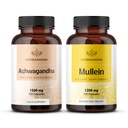 HERBAMAMA Ashwagandha og Mullein Kit - Bundle på 1500 mg Ashwagandha Root & 1200 mg Mullein Leaf Kapsler 100 Caps - Vegan, ikke-GMO, sukker og alkohol-fri - 2 Pack