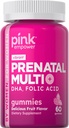 PINK Prenatal Vitaminer | 60 Gummies med DHA og folsyre | Ikke-GMO & Glutenfri Multivitamin | Frukt Flavor