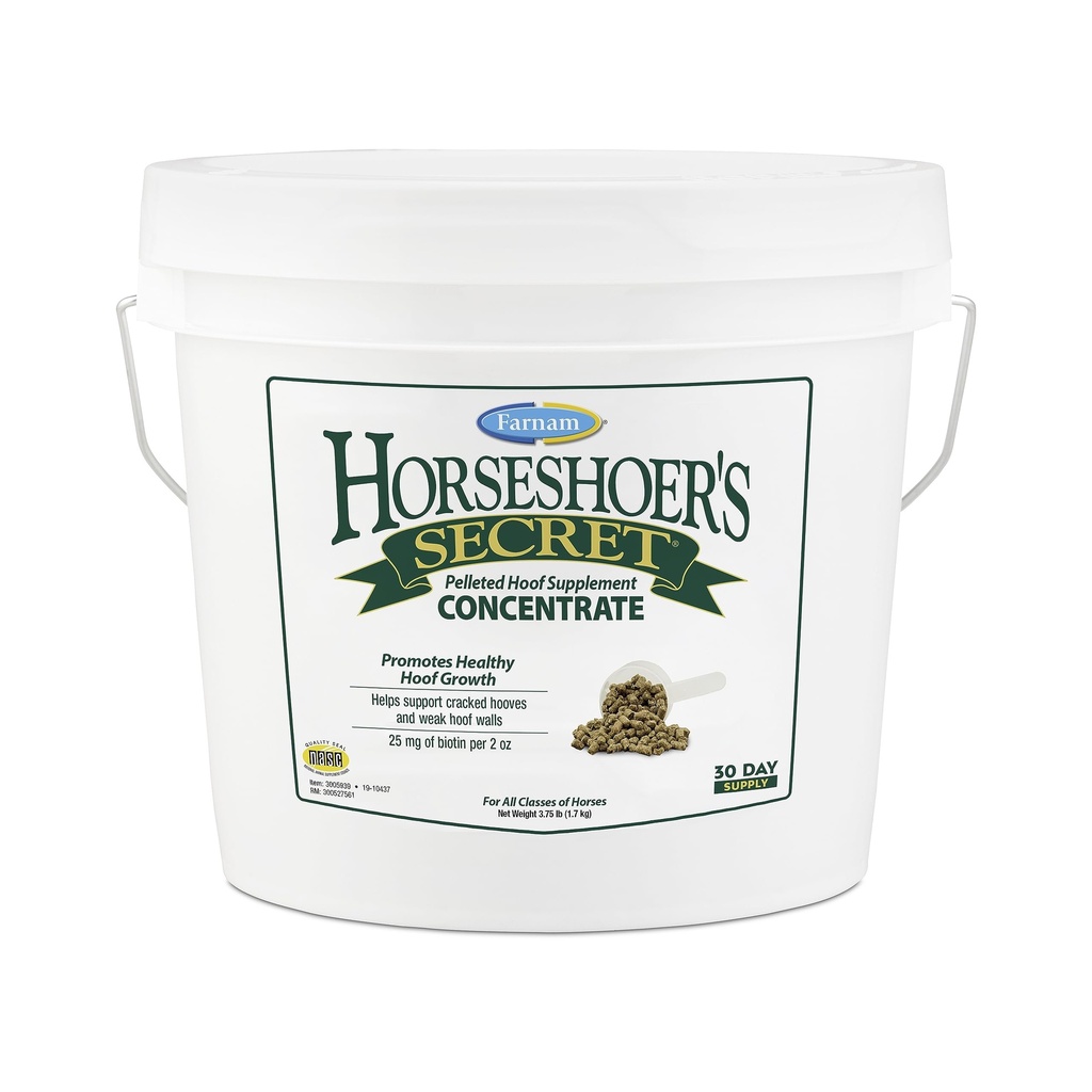 Farnam Horseshoer's Secret Pelleted Hoof Supplements Konsentrert, økonomisk formel med 25 mg biotin per 2 oz. servering, 3.75 lb., 30 dagers forsyning