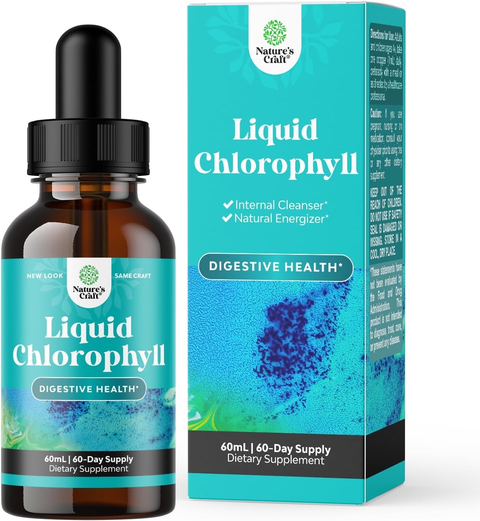 Vegansk flytende klorofyll dropper - Super konsentrert mint flavored klorofyll flytende dråper - Intern Cleanser Digestive støtte immun helse og hele kroppen detox og rengjøringsstøtte (60 serveringer)
