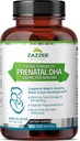 Zazzee Extra Styrke Prenatal DHA 500 mg, 180 Enterisk Coated Softgels, 1000 mg Omega 3s, 1000 UI vitamin D3, Burp gratis, Ingen fiskbar ettersmak, Superior triglycerid form, renset Deep Sea Fish Oil