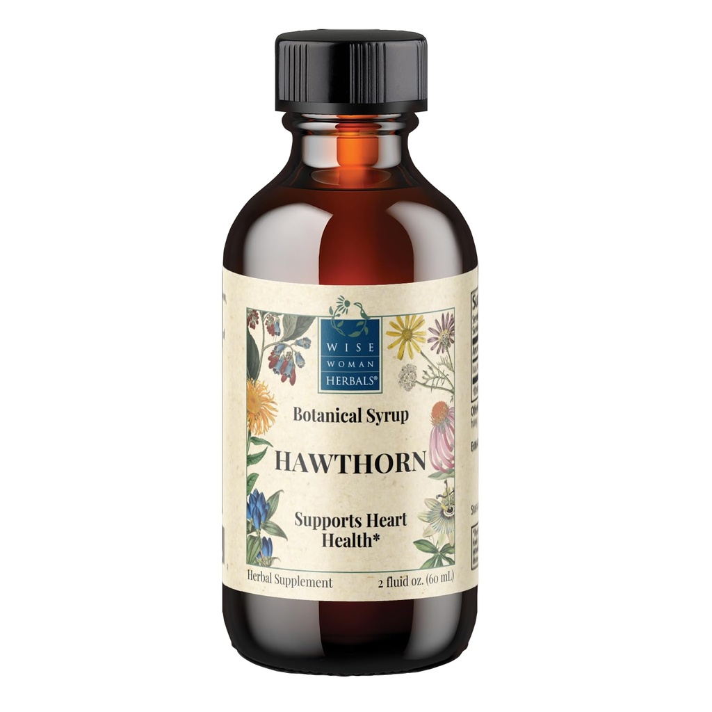 Wise Woman Herbals Hawthorn Berry Solid Extract 4:1, alkoholfri ekstra styrke, fremmer sunn sirkulasjon, antioksidant beskyttelse, Herbal Cardiovaskulær støtte, 2 Fl Oz