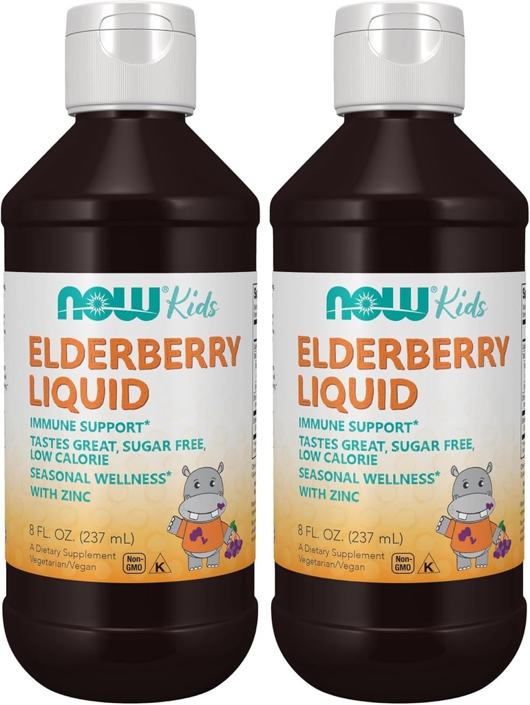 NÅ Supplementer, flytende eldrebær for barn med sink og astragalus, immunsupport*, 8-Ounce, emballasje May Vary (pakke med 2)