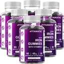 Vitamatic Iron 65 mg Gummies Supplement for kvinner og menn - 60 vegan gummier - Great Tasting Iron Gummy vitaminer med vitamin C (6)