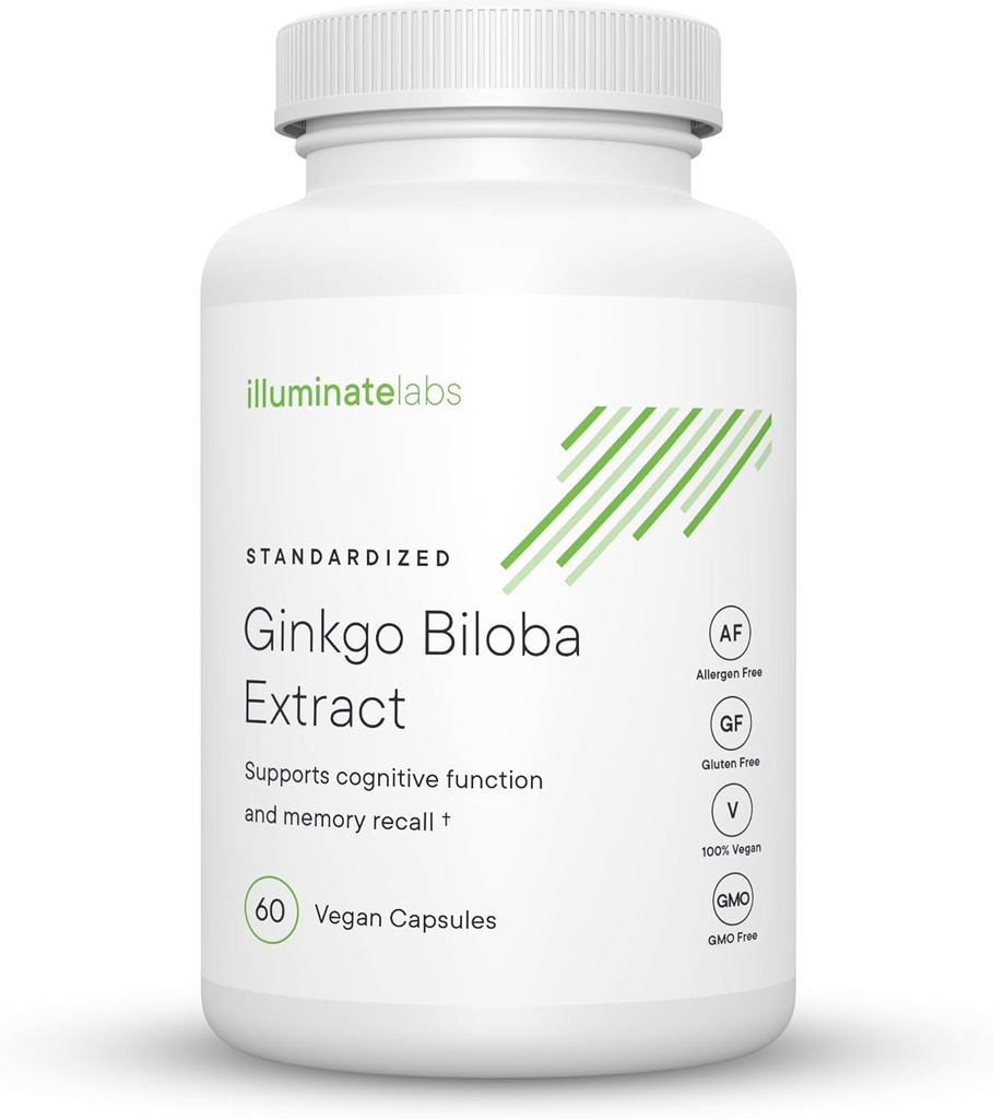 Illuminat Labs Ginkgo Biloba Ekstrakt Kapsler | 240 mg | støtter fokus, konsentrasjon, minne, kortsiktig kognitiv funksjon | Tredjeparts testet og støttet av medisinsk forskning