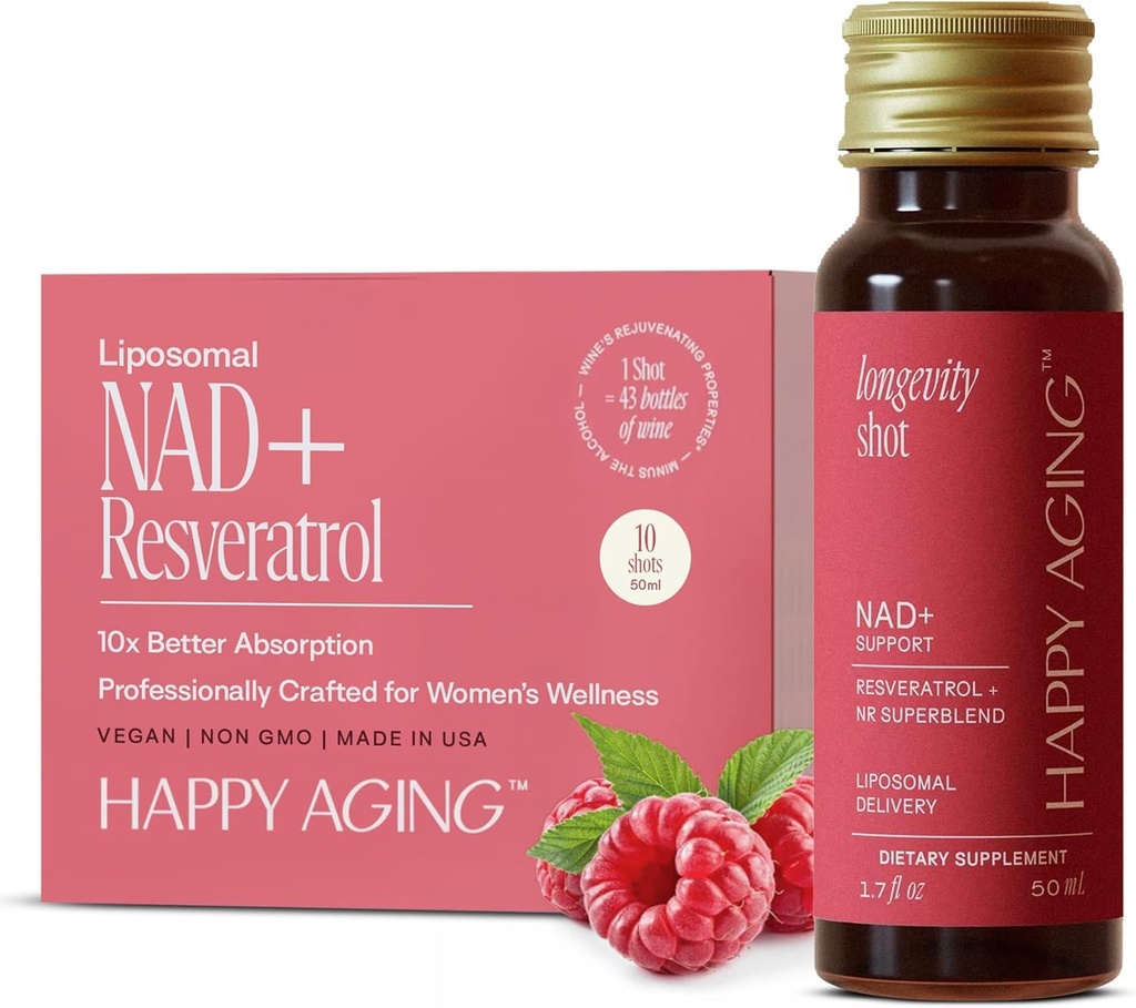 Liquid NAD + |Resveratrol | NMN Alternative | 10x Mer Absorpsjon | Liposomal Nikotinamid Riboside og Resveratrol med antioksidanter | To ganger-a-week | Firm hud og hjerne  Health 10 Shots
