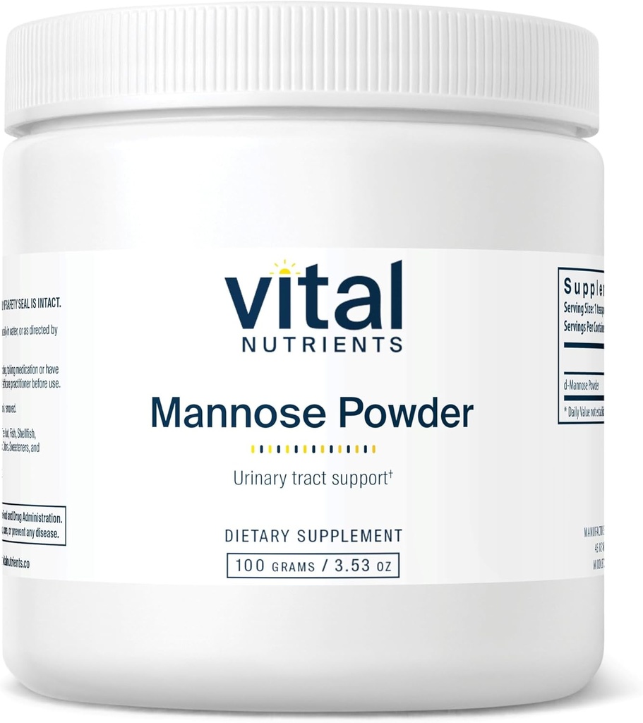 Vital næringsstoffer Mannose pulver 100g | Vegansk D-Mannose Supplement for urinveistrakter og blender støtte | Gluten, Dairy, Soja Gratis | Ikke-GMO | 50 serveringer