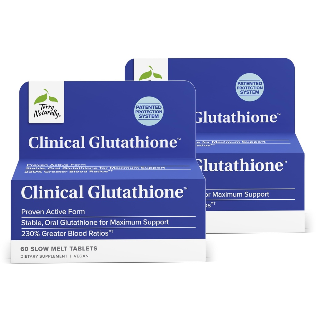 Terry naturlig klinisk glutatione - Antioksidant for høy absorpsjon - kosttilskudd med L-Glutathion - Vegan Supplement til støtte celle helse - 60 sakte smeltetabletter (pakke med 2)