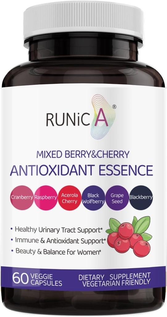 6in1 Antioksidant Supplement for kvinner med tranebær, grapefrø og berry blanding | Ernæringskompleks-Skin, sunn aldring, immun- og urinveitrakt støtte | Vegankapsler