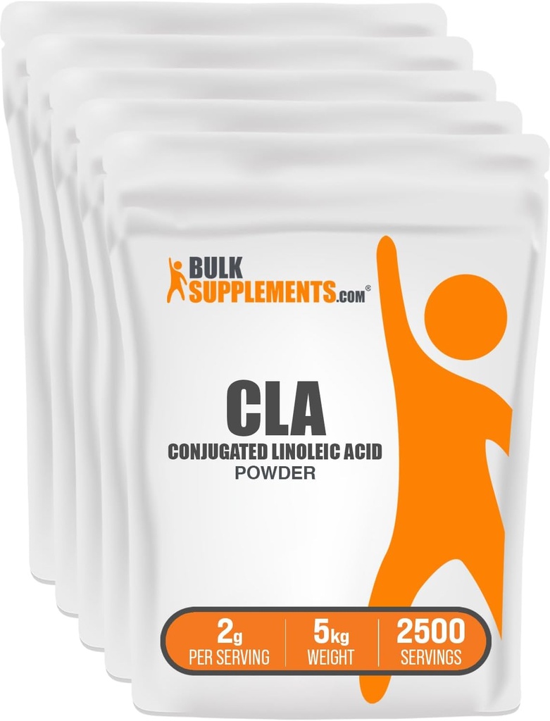BulkSupplements.com konjugert Linoleic Acid Powder - CLA Supplement, Næringstilskudd - Glutenfri, 2g Per Serving, 1kg (2,2 lbs) (pakke av 5)