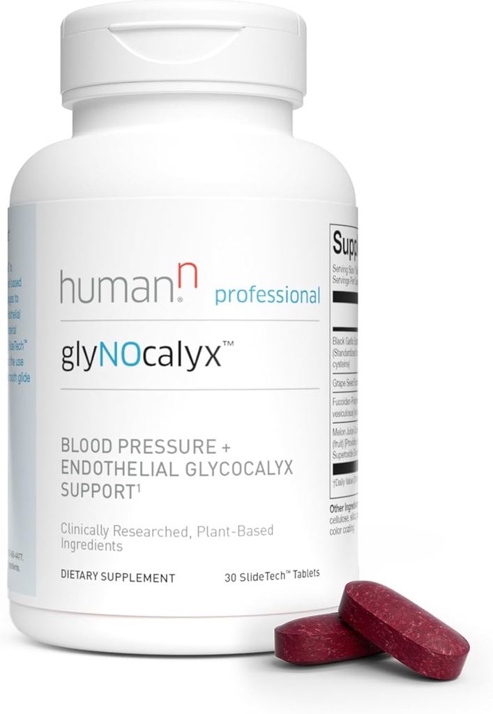 Humann glynokalyx tabletter - Endotel Glycocalyx, sirkulasjon og nitric oksid støtte - svart hvitløk, kornfrøekstrakt, Fucoidan-Polyfenol kompleks - 30 greve