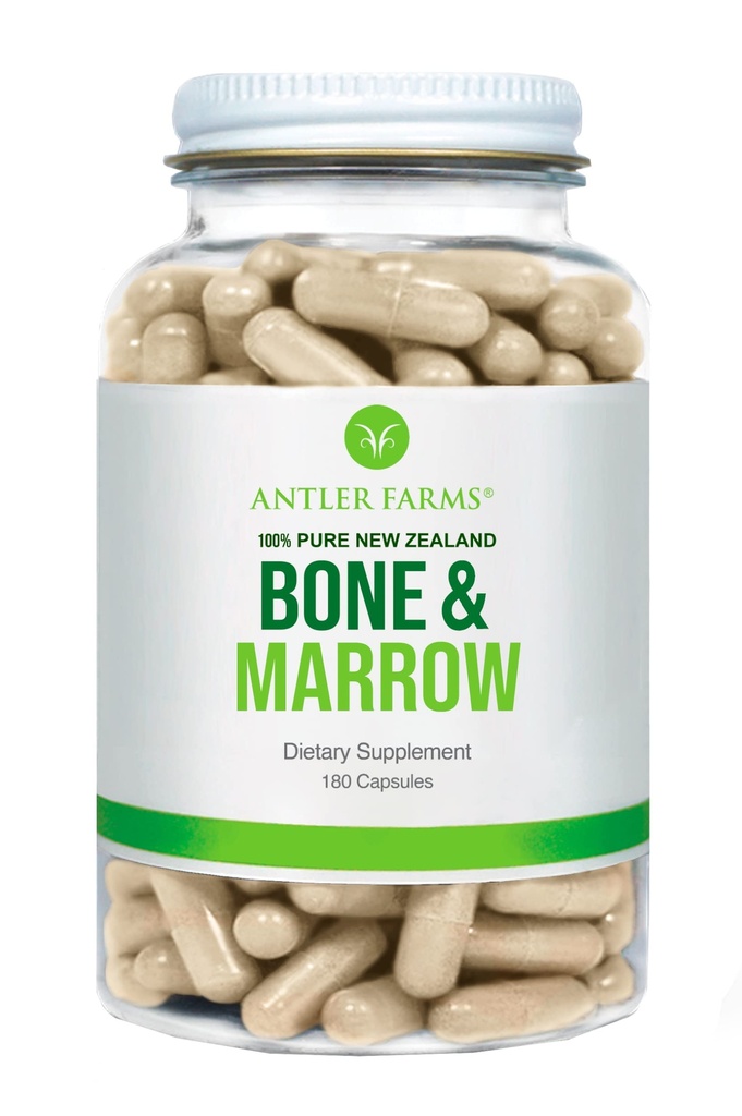 Antler Farms - 100% ren New Zealand Bone & Marrow, 180 kapsler, 750mg - Grass Fed, Pastur hevet hele bein ekstrakt, kald prosessert, sunne essensielle fetter, stemceller, kollagen, kalsium