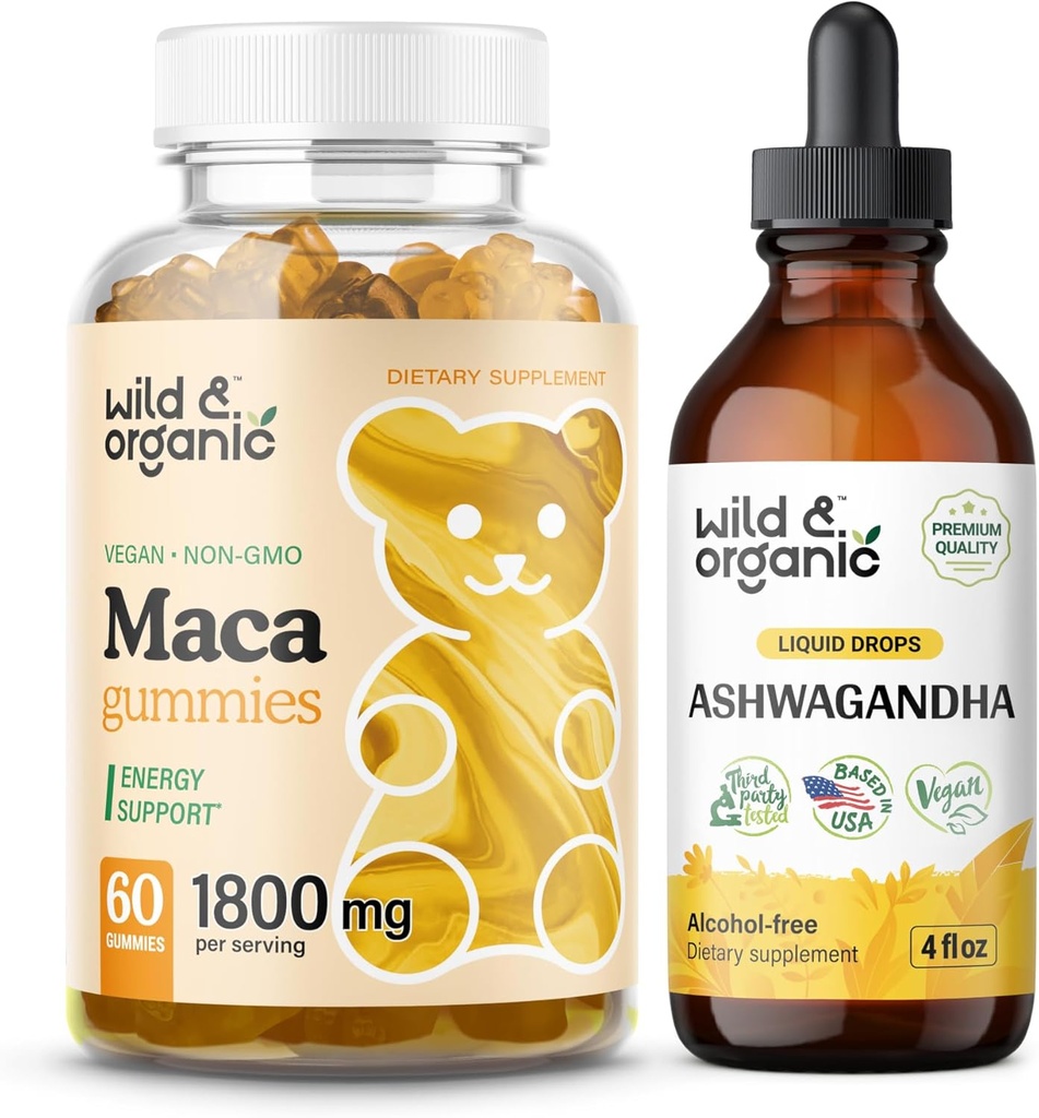 Wild & Organic Maca Root Gummies & Ashwagandha Tinktur 4 fl oz