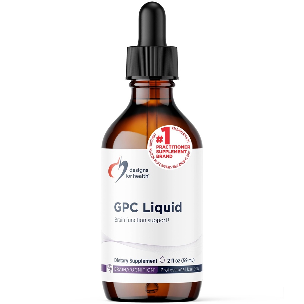 Designs for Helse GPC flytende dråper - 600 mg soya gratis Alpha Glycerofosfokolin Supplement, ikke-GMO GPC Choline fra Sunflower Lecithin - støtter sunn hjernefunksjon (30 Serveringer / 2oz)