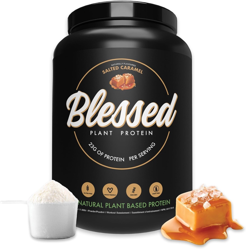 Velsignet Vegansk Protein pulver - Plant Basert Protein pulver måltid Erstatning Protein Shake, 23g Pea Protein pulver, Dairy Free, Glutenfri, Soya fri, Ingen sukker tilsatt, 30 Serveringer (Salted Caramel)